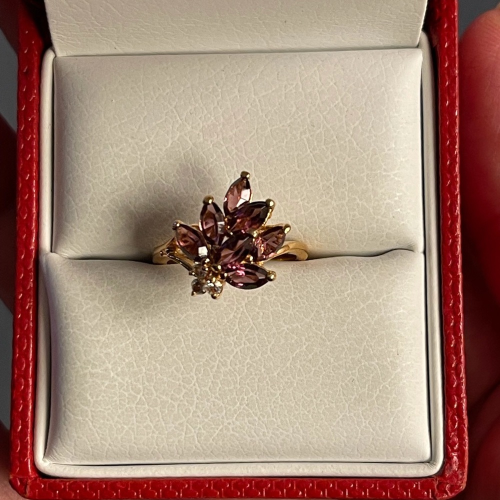 1970s rhinestone gold tone pinky ring - Picture 5 of 11